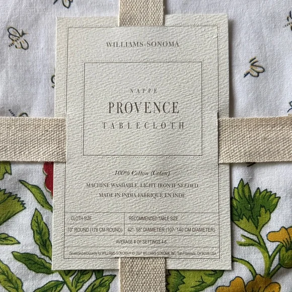 NWT Williams Sonoma Provence Floral Round Tablecloth - Green and Yellow - Picture 2 of 7